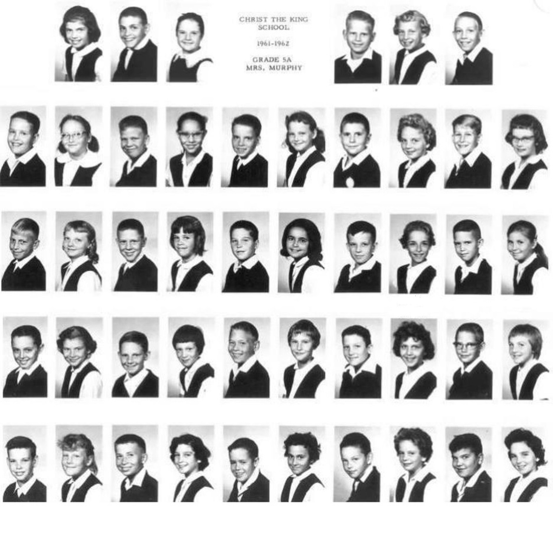 Christ the King School ~ 5A ~ Mrs. Murphy ~ 1961-1962
