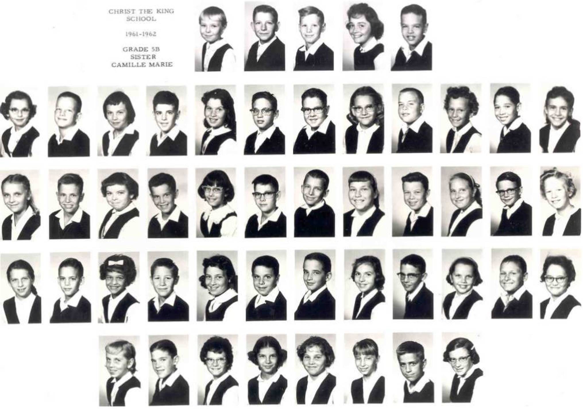 Christ the King School ~ 5B ~ Sister Camille Marie ~ 1961-1962
