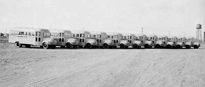 Row of many busses